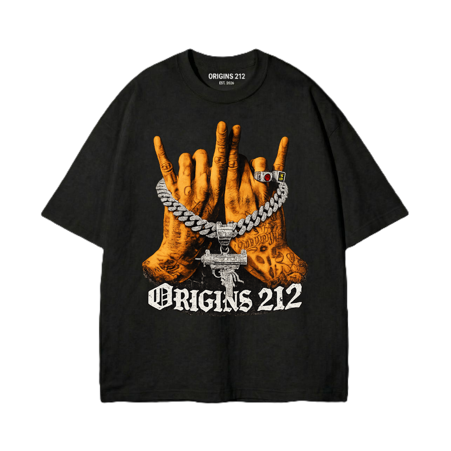 ORIGINS 212 — "Street Culture" Gangster Hands Tee (Black)
