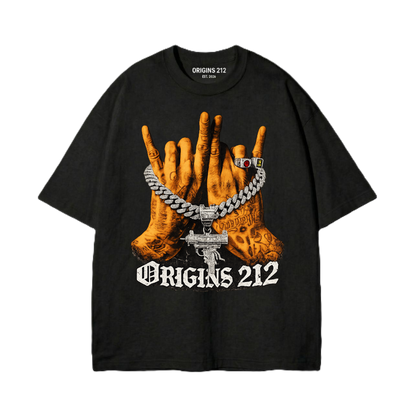ORIGINS 212 — "Street Culture" Gangster Hands Tee (Black)