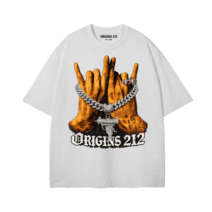 ORIGINS 212 — "Street Culture" Gangster Hands Tee (White)